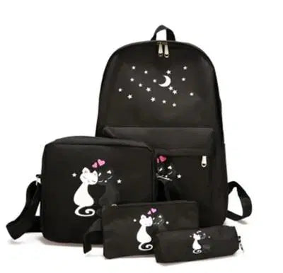 Girl's Fashion Cat Design Backpack, Pair Of 4
