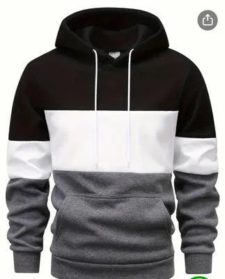 [ A.B 3 colour Black ] Polyester Fleece Plain Hoodie