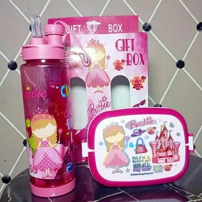 High Quality Gift Box 2 in 1 Water Bottle and Lunch Box Gift Set | Gift Box | School Water Bottle and Lunch Box Gift Set Kids School Lunch Box School Tiffin Box and Water Bottle With Spoon Best For Gifting Baby and Baba Premium Quality Big Size Gift Pack