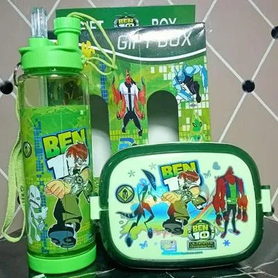 High Quality Gift Box 2 in 1 Water Bottle and Lunch Box Gift Set | Gift Box | School Water Bottle and Lunch Box Gift Set Kids School Lunch Box School Tiffin Box and Water Bottle With Spoon Best For Gifting Baby and Baba Premium Quality Big Size Gift Pack