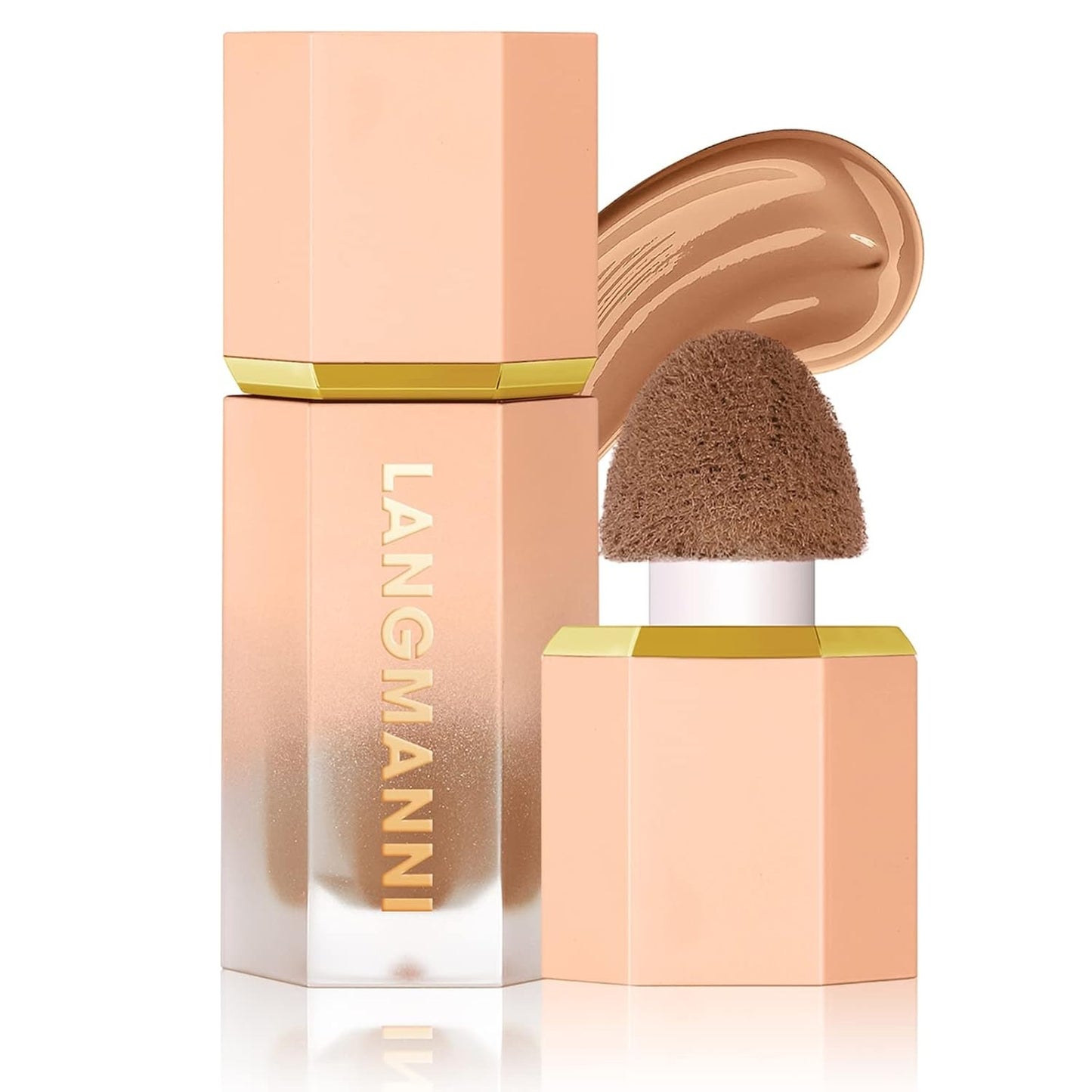 URQT Highly Pigmented Liquid Contour - Built-in Sponge Tip Sculpted Complexion Wand With Long Lasting Natural Buildable Highlighters and Bronzer (Contour+Blush+Highlighter)
