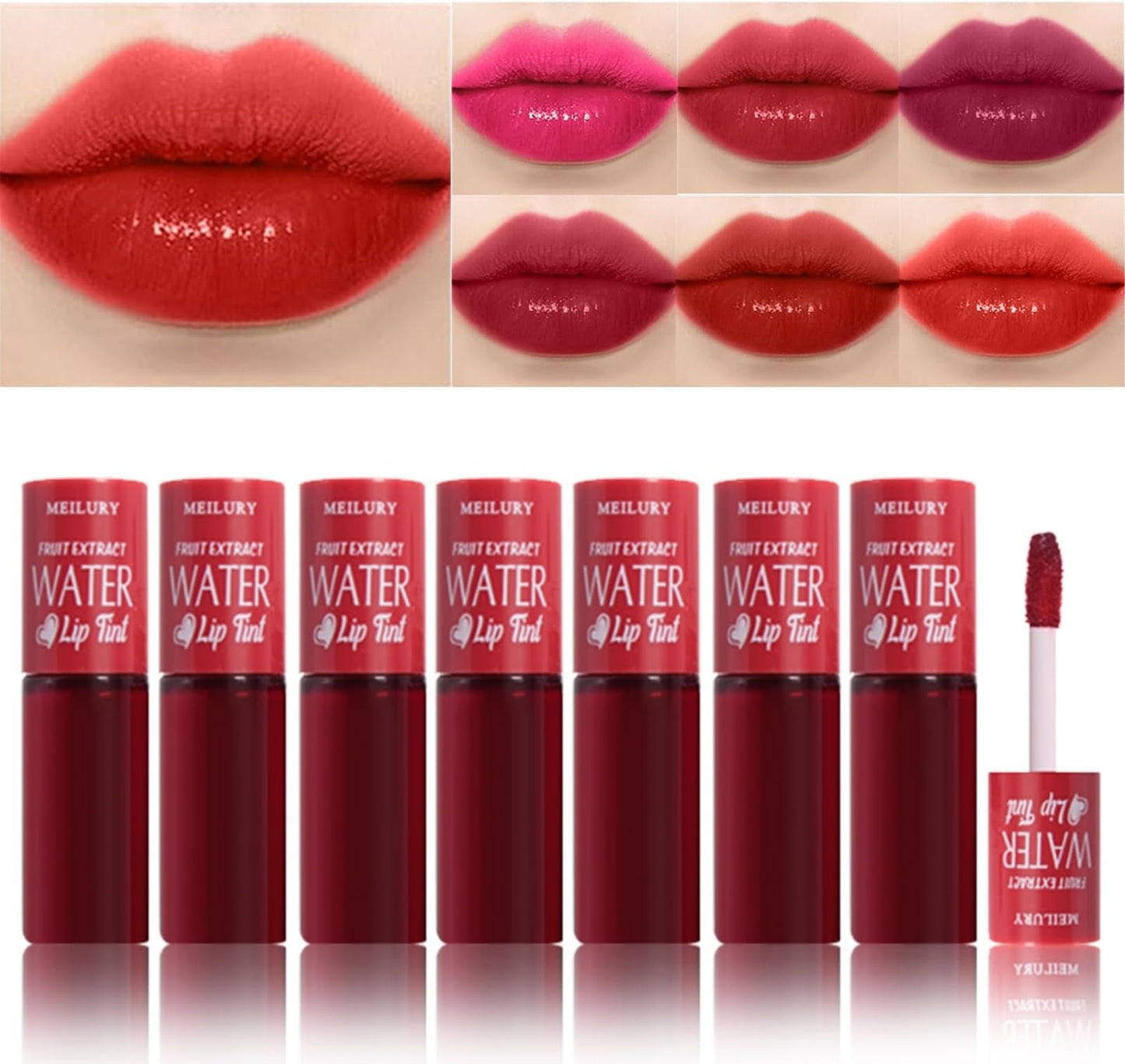 Eakroo 6 Colors Lip Tint Stain Mini Liquid Lipstick, Korean Lip Gloss Moisturizing Natural, Multi-Use Lip and Cheek Tint