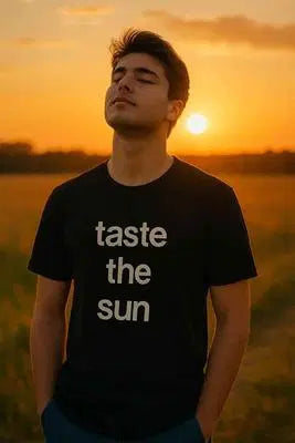 Taste The Sun T-Shirt - Regular Fit Black Tee for Ultimate Everyday Comfort and Style EW-000282